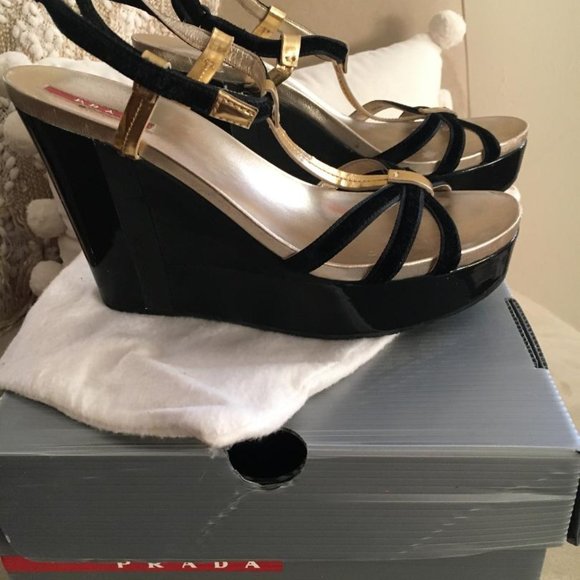 Prada Vintage Nero + Platino w/Velvet Ribbon - Picture 1 of 9